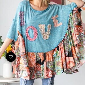 Oli & Hali Multicolor Love Patchwork Top